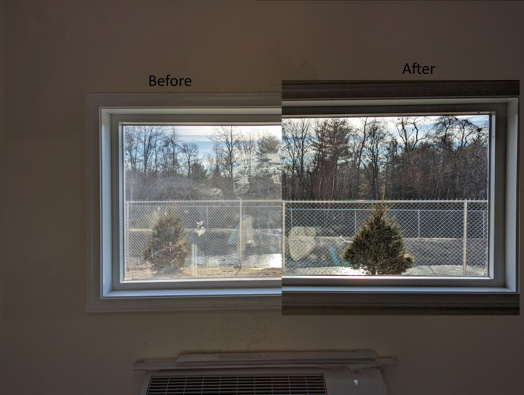 Before and after of window, left is before, right is after. The after is clearer.